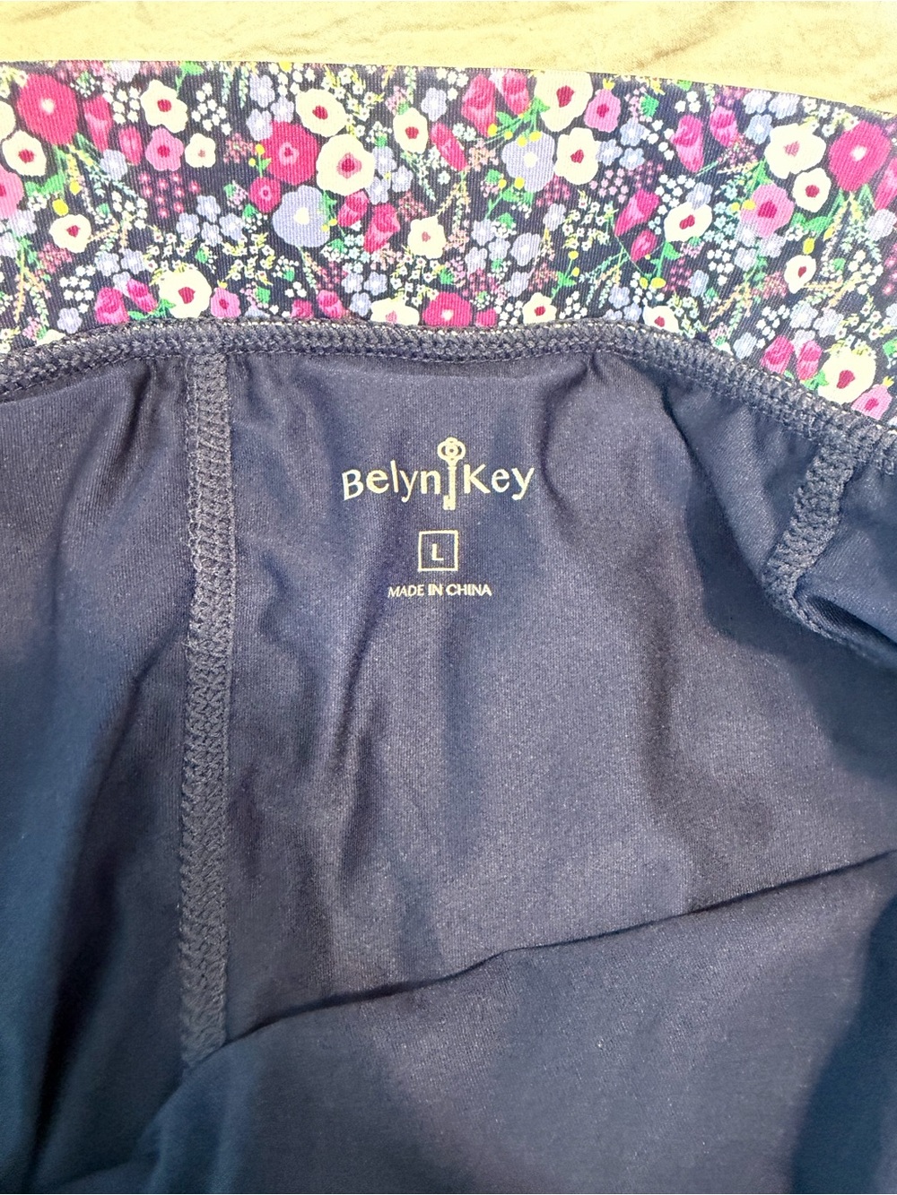 Belyn Key Navy Shorts with Pink & Purple Floral Waistband